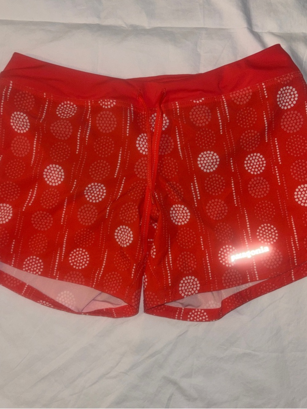 Patagonia Women’s Strider Pro Running Shorts - Orange Water Dots Print - Small